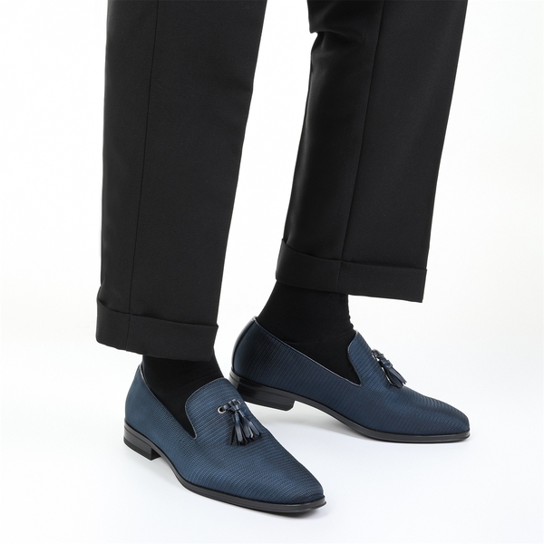 Men's Microfiber Tassle Dress Loafers - NAVY - 6
